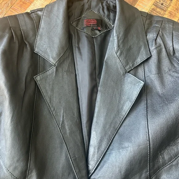 General Clothing Company Black Leather Coat. Vintage - Picture 8 of 12